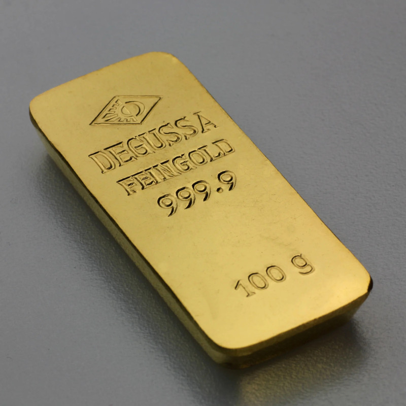 100 Gr. Goldbarren Degussa Sargbarren